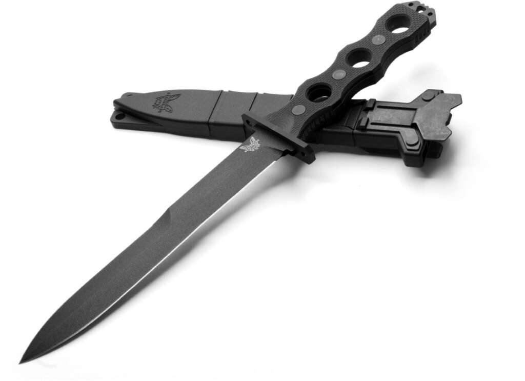 benchmade 185bk socp fixed blade knife 711 black double edge plain dagger