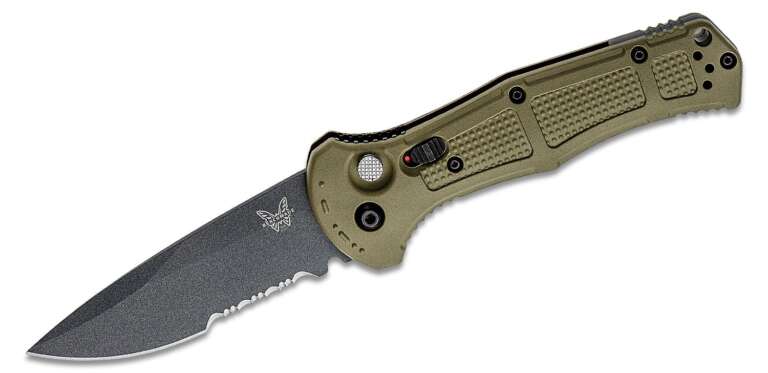benchmade 9070sbk 1 claymore auto folding knife 36 cpm d2 cobalt black drop