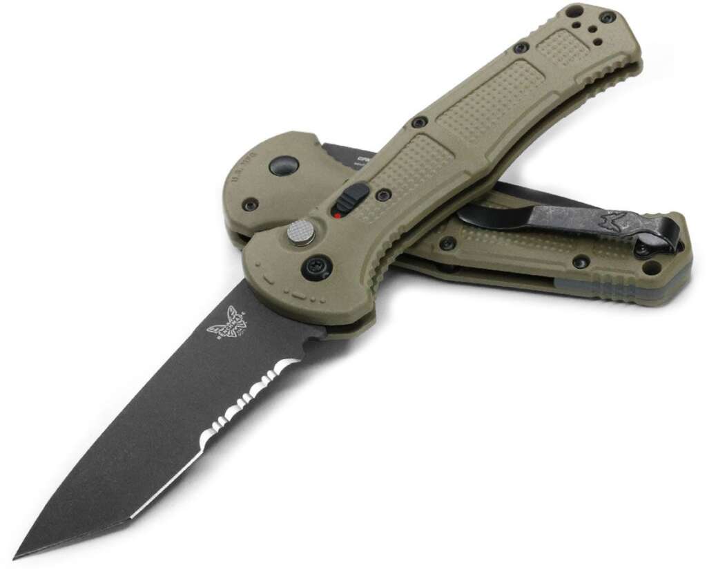 benchmade 9071sbk 1 claymore auto folding knife 36 cpm d2 cobalt black