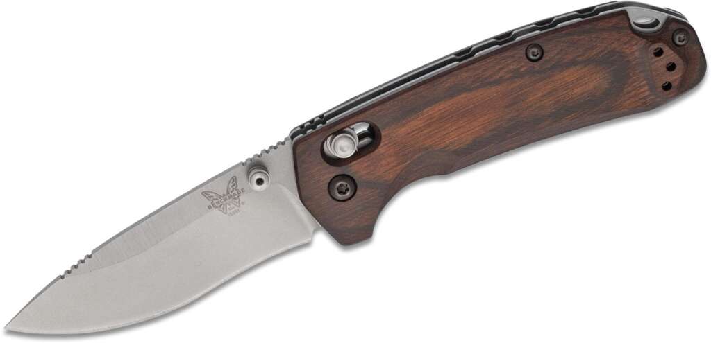 benchmade hunt north fork folding knife 297 s30v blade stabilized wood