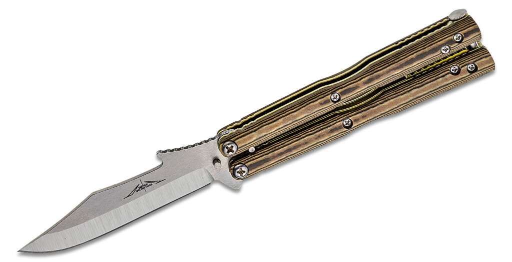 emerson custom bali bowie butterfly knife 4 stonewashed clip point blade