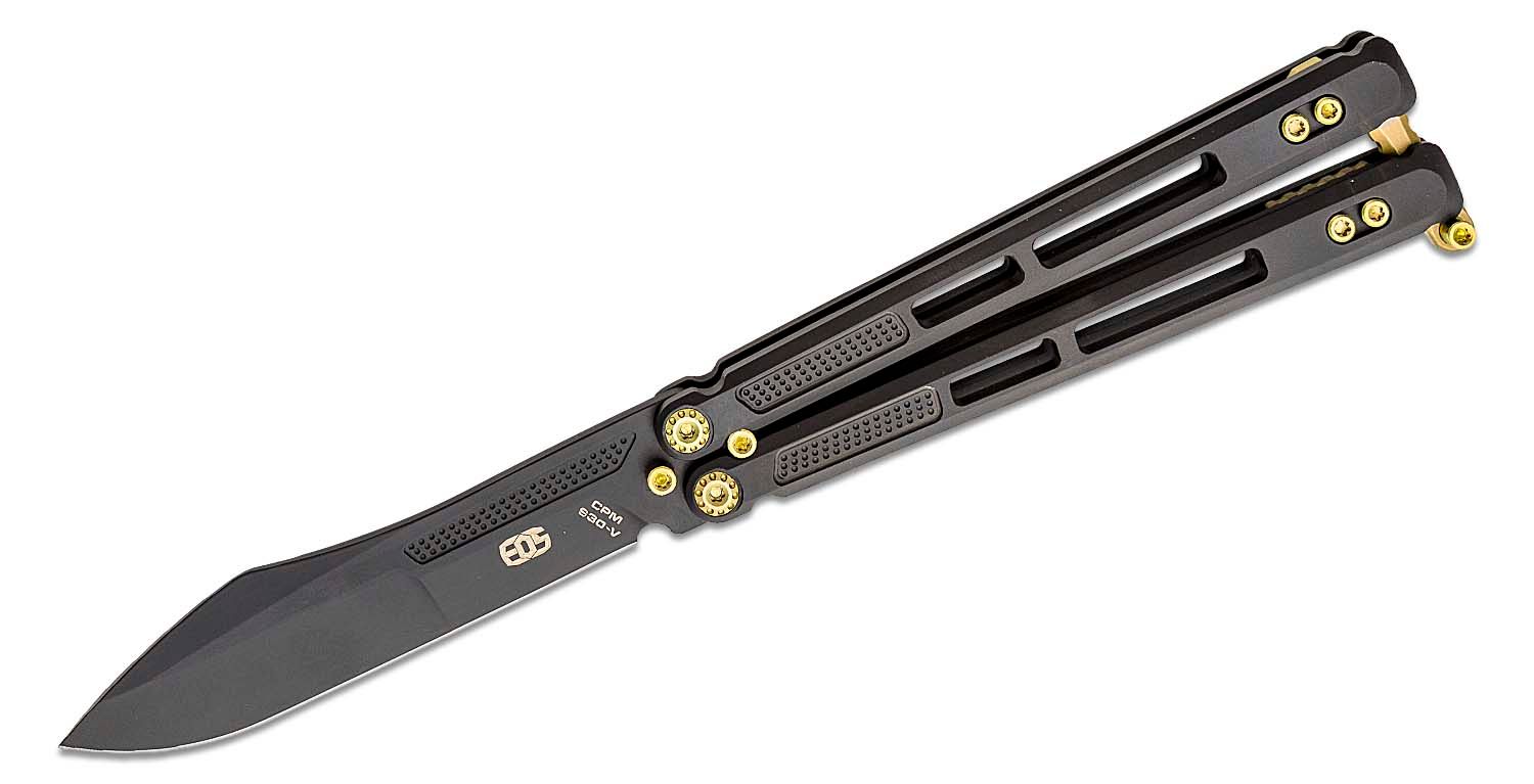 eos trident balisong butterfly knife 415 s30v black harpoon blade black eos trident balisong butterfly knife 415 s30v black harpoon blade black