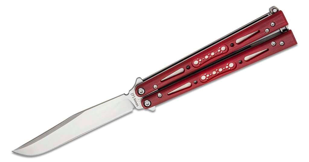 eps knives g10 wraith balisong butterfly 46 154cm satin bowie blade ruby