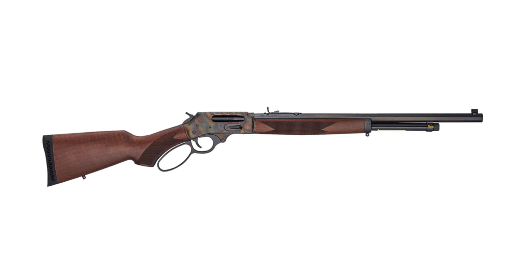 henry 45 70 side gate lever action rifle with color case hardened receiver
