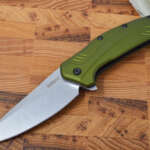 kershaw link 1776olsw stonewashed 20cv blade olive green aluminum handle