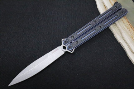 kershaw lucha balisong cpm 20cv blade blue titanium black carbon fiber