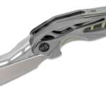 We Knife Company 906D Elijah Isham Arrakis Flipper Knife 3.45" M390 Satin Blade, Gray and Green Titanium Handles | Buy We Knife Company 906D Elijah...