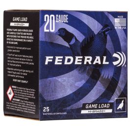 federal game load hi brass 20ga 2 3 4 7 shot 25rd