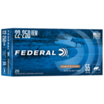 federal power shok 22 250rem 20rd jsp 55 grains