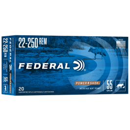 federal power shok 22 250rem 20rd jsp 55 grains