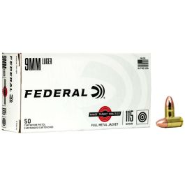federal range and target practice 9mm 115gr fmj 50rd box