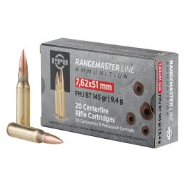 ppu rangemaster 762x51mm 145gr fmj 20rd box pprm762 ppu rangemaster 762x51mm 145gr fmj 20rd box pprm762