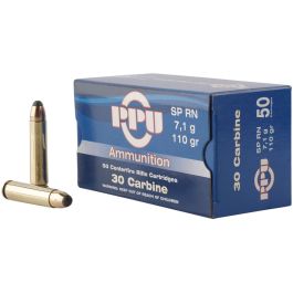 ppu standard 30 carbine 110gr soft point round 50rd