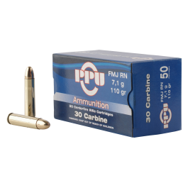ppu standard rifle 30 carbine 110 grain 50 round box