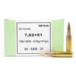 sellier bellot 762x51mm 147gr fmj 20rd box sb762a