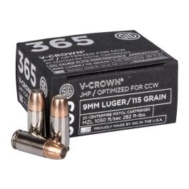 sig sauer 365 v crown 9mm 115 grain jhp 20rd e9mma1 365