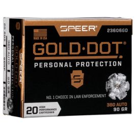 speer gold dot 380acp 90 grain 20rd box