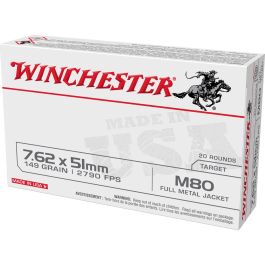winchester 762nato 149gr fmj 20 rd box wm80