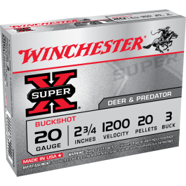 winchester super x 20 gauge 275 3 buck 5rd box xb203