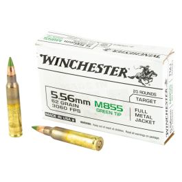 winchester usa m855 green tip 556 nato 62 grain 20rd