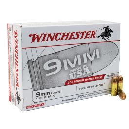 winchester usa range pack 9mm 115gr fmj 200rd usa9w