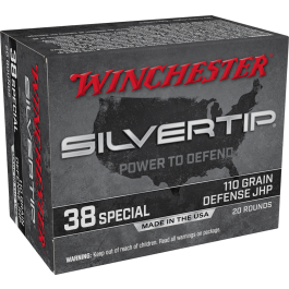 winchester w38st silvertip 38spl 110gr jhp 20rd